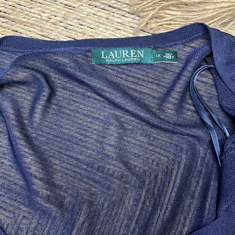 Lauren Ralph Lauren Navy Button-Front Cardigan – Size 1X